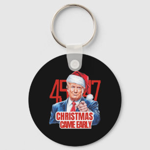 Kerstmis kwam vroeg grappig Donald Trump Kerstman Sleutelhanger