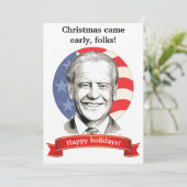Kerstmis kwam vroeg, mensen! Biden kerstkaart (Staand voorkant)