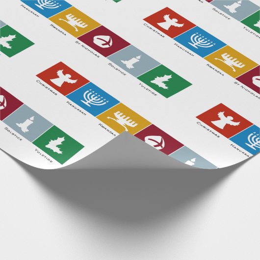 Kerstmis Kwanzaa Hanukkah Solstice Yuletide Cadeaupapier (Hoek)