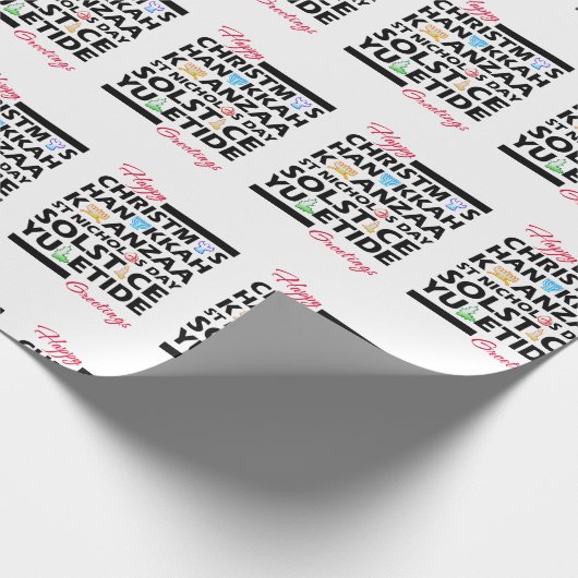 Kerstmis Kwanzaa Hanukkah Solstice Yuletide Cadeaupapier (Hoek)