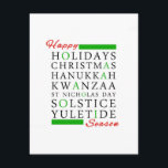 Kerstmis Kwanzaa Hanukkah Solstice Yuletide Feestdagenkaart<br><div class="desc">Kerstmis Kwanzaa Hanukkah Solstice Yuletide</div>