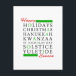 Kerstmis Kwanzaa Hanukkah Solstice Yuletide Feestdagenkaart<br><div class="desc">Kerstmis Kwanzaa Hanukkah Solstice Yuletide</div>