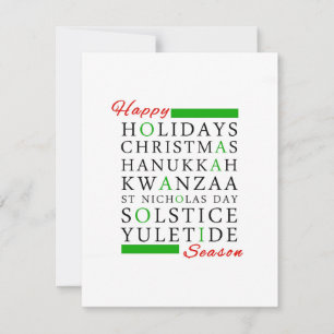Kerstmis Kwanzaa Hanukkah Solstice Yuletide Feestdagenkaart