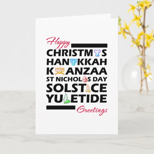Kerstmis Kwanzaa Hanukkah Solstice Yuletide Kaart (Gele Bloem)