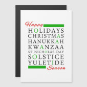 Kerstmis Kwanzaa Hanukkah Solstice Yuletide Magnetische Uitnodiging (Voorkant / Achterkant)