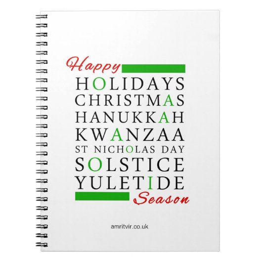 Kerstmis Kwanzaa Hanukkah Solstice Yuletide Notitieboek (Voorkant)