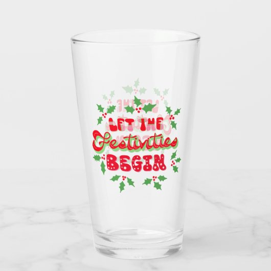 Kerstmis laat de feestdagen beginnen glas (Achterkant)