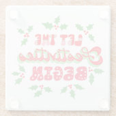 Kerstmis laat de feestdagen beginnen glazen onderzetter (Achterkant)