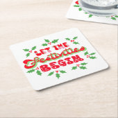 Kerstmis laat de feestdagen beginnen kartonnen onderzetters (Schuin)