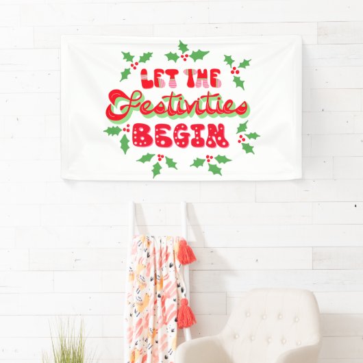 Kerstmis laat de feestdagen beginnen spandoek (Insitu)