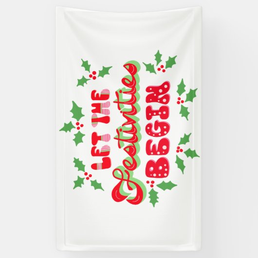Kerstmis laat de feestdagen beginnen spandoek (Verticaal)