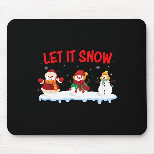 Kerstmis Laat Het Sneeuw Sneeuwman Winter Kerstmis Muismat (Voorkant)