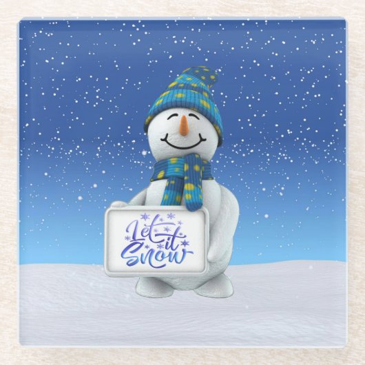 Kerstmis Laat het Sneeuwen Glas Onderzetter (Voorkant)