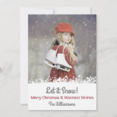 Kerstmis laat het sneeuwen op moderne feestdag feestdagenkaart (Voorkant)