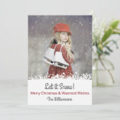 Kerstmis laat het sneeuwen op moderne feestdag feestdagenkaart (Staand voorkant)