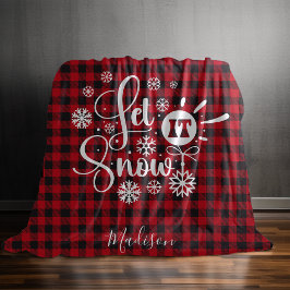 Kerstmis laat het sneeuwrood baffalo plaid monogra fleece deken