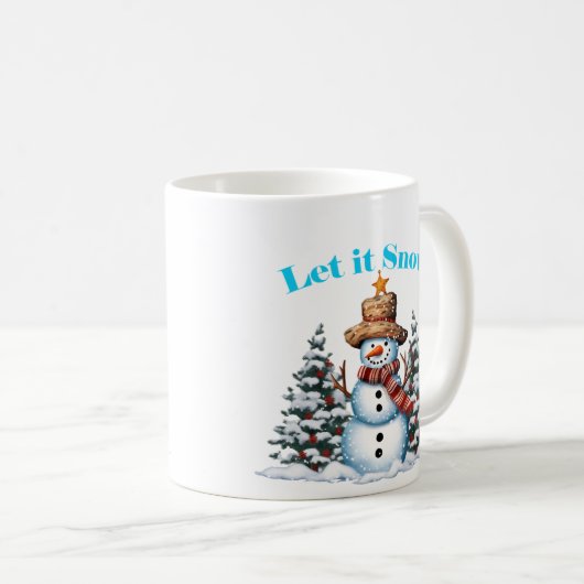 Kerstmis Laat het Sneeuwsneeuwman Mok 11oz (Voorkant rechts)