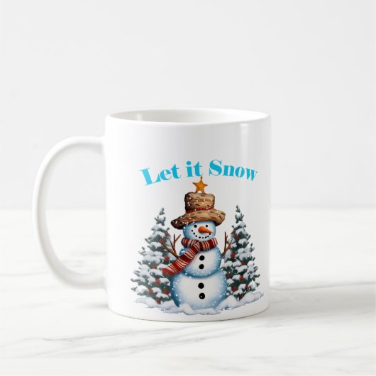 Kerstmis Laat het Sneeuwsneeuwman Mok 11oz (Links)
