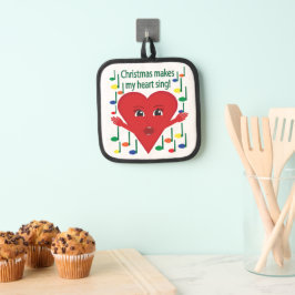 "Kerstmis laat mijn hart zingen" zingend hart Pannenlap