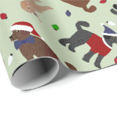 Kerstmis Labradoodle Green Cadeaupapier (Rol Hoek)