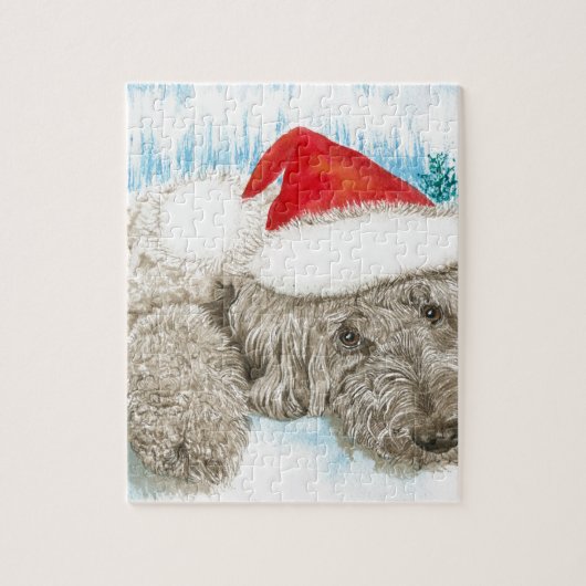 Kerstmis Labradoodle Legpuzzel (Verticaal)