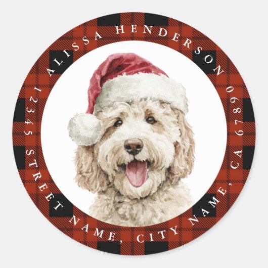 Kerstmis Labradoodle Ronde Stickers (Voorkant)