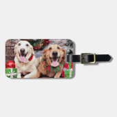 Kerstmis - Labrador Ally - Golden Retriever Wrigl Bagagelabel (Voorkant horizontaal)