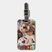 Kerstmis - Labrador Ally - Golden Retriever Wrigl Bagagelabel (Voorkant verticaal)