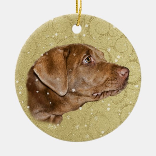 Kerstmis, Labrador Retriever Dog Keramisch Ornament (Voorkant)