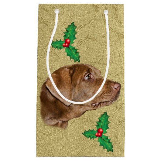 Kerstmis, Labrador Retriever Dog Klein Cadeauzakje (Voorkant)