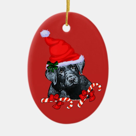 Kerstmis Labrador Retriever Keramisch Ornament (Voorkant)