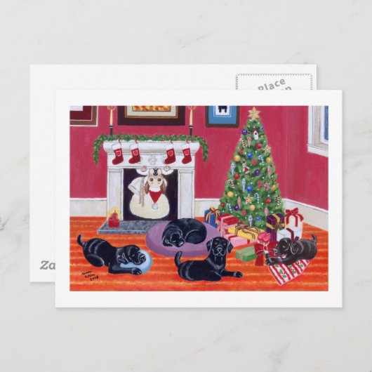 Kerstmis Labradors Feestdagenkaart (Voorkant / Achterkant)