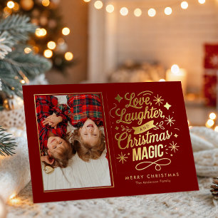 Kerstmis Lachen Magie Vakantie Folie Feestdagenkaart