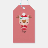 Kerstmis lachend rendiergezicht cadeaulabel (Achterkant)