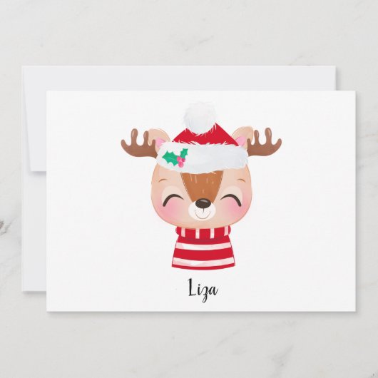 Kerstmis Lachend Rendiergezicht Feestdagenkaart (Voorkant)