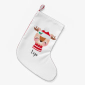 Kerstmis lachend rendiergezicht kleine kerstsok (Voorkant (Hangend))