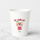 Kerstmis lachend rendiergezicht papieren bekers (Voorkant)