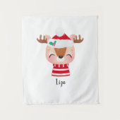 Kerstmis lachend rendiergezicht wandkleed (Voorkant)