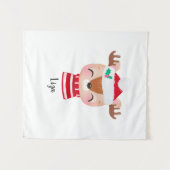 Kerstmis lachend rendiergezicht wandkleed (Voorkant (horizontaal))