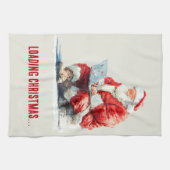 Kerstmis Ladend Grappig Sinterklaas Design Theedoek (Horizontaal)