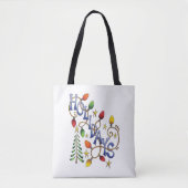 Kerstmis, lampjes en sterren met feestdag tote bag (Voorkant)