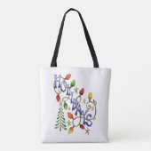 Kerstmis, lampjes en sterren met feestdag tote bag (Achterkant)