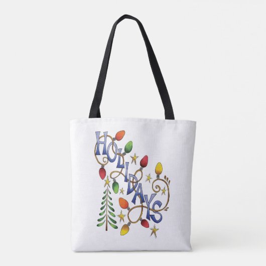 Kerstmis, lampjes en sterren met feestdag tote bag (Achterkant)
