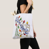 Kerstmis, lampjes en sterren met feestdag tote bag (Dichtbij)