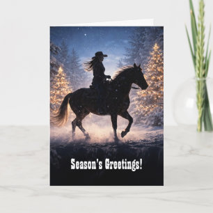 Kerstmis Land Western Cowgirl Seizoensgroet Kaart