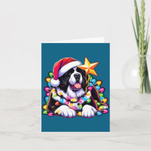 Kerstmis Landseer Newfoundland Hound Verwarde Kers Kaart