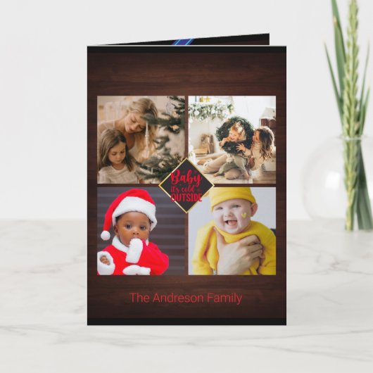 Kerstmis Lang Lood Foto Collage Kaart (Voorkant)