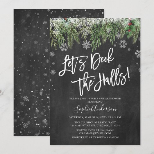 Kerstmis Laten we de Zalen Bridale Shower Kaart (Voorkant / Achterkant)