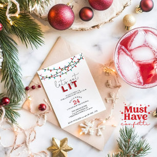 Kerstmis Laten we verlichte cocktail party Kaart
