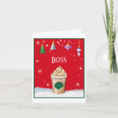 Kerstmis Latte Met Vintage Ornament Baas Kaart (Voorkant)